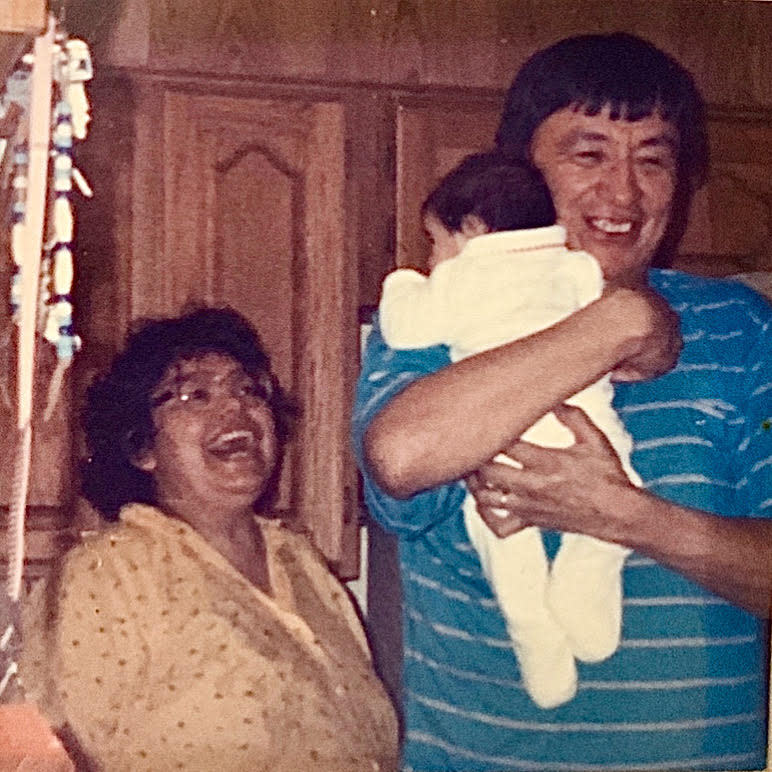 Ashley Callingbull with her grandparents, Charlotte and George. Callingbull credits her grandparents and their teachings with changing her life. (Image courtesy of Ashley Callingbull)